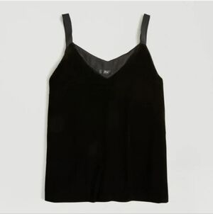 J.Crew Drapey Black Velvet Ribbon Strap Tank Camisole Top Sz Medium